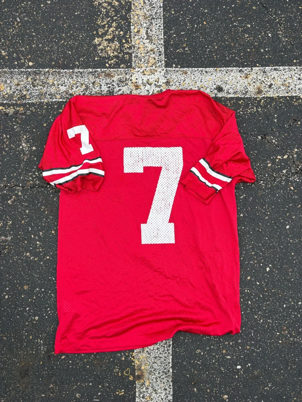 Red Ohio State Men's Football Jersey with White Number 7